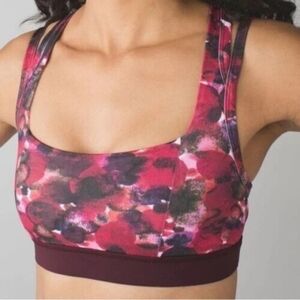 Lululemon Splendour Sports Bra Strappy Poppy Petals Berry Rumble Floral Size: 6